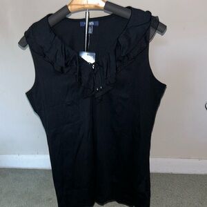 Black ruffles sleeveless Chaps Top